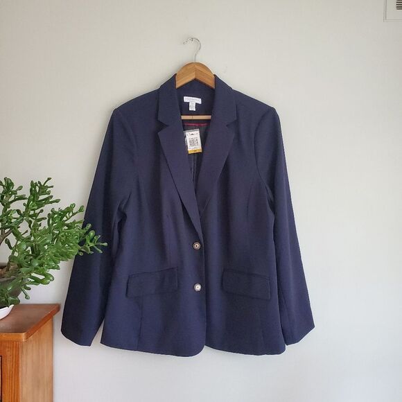 Charter club woman navy blue blazer with button accents size 16 - Picture 1 of 10